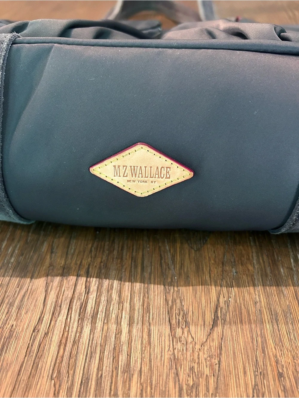 MZ Wallace Charcoal Nylon Shoulder Bag with Dual Front Pockets